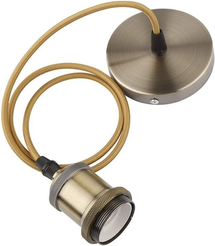 Tigrezy - E27-Fassung – Hängelampe im alten Stil – Retro-Vintage-Pendelleuchte – geflochtenes Kabel – Bronze