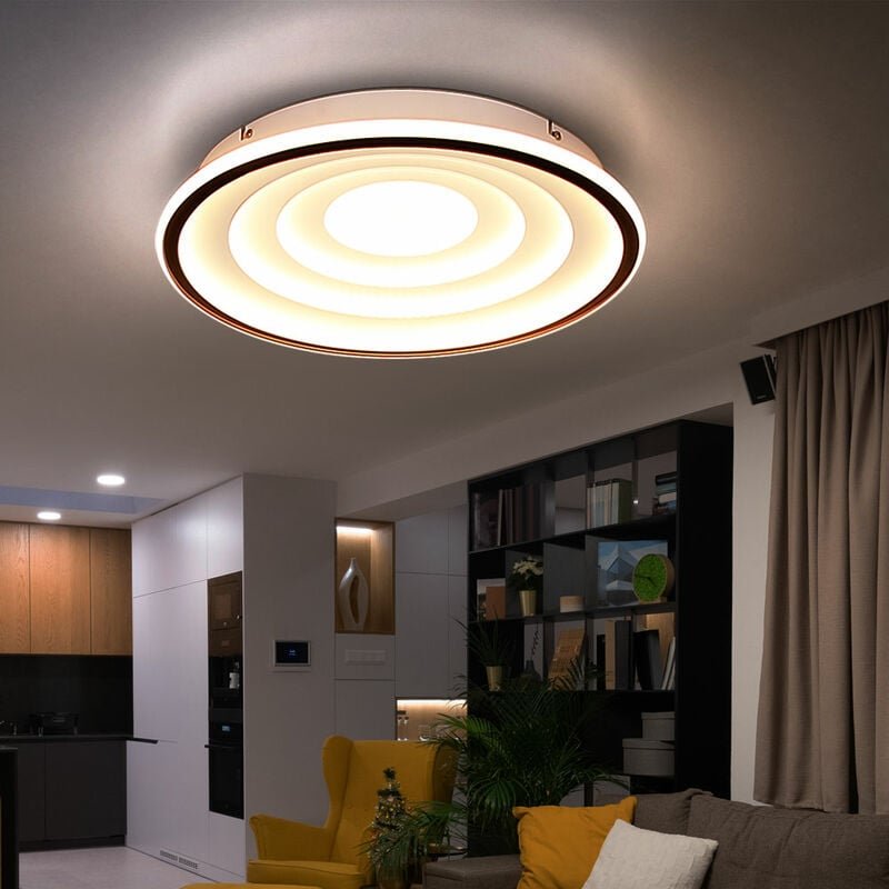 Led Deckenlampe Wohnzimmerleuchte Deckenleuchte Schlafzimmer schwarz weiß, 24W 1200lm warmweiß, DxH 40x5,7 cm