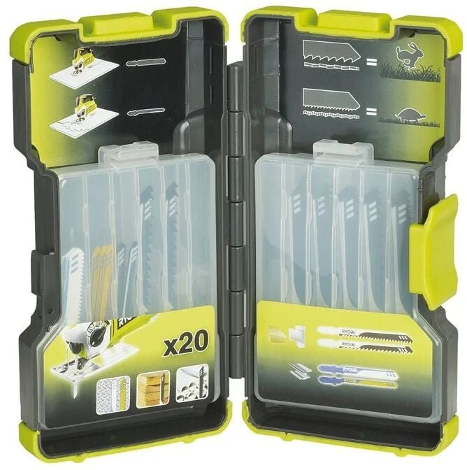 RAK20JB Kit 20 Stichsägeblätter 75/100 mm Holz Kunststoff Metall - Ryobi