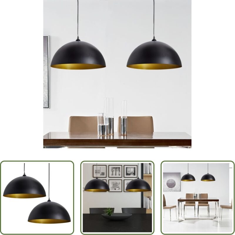 vidaXL Halbkugelform - Deckenleuchte 2 Stk. Höhenverstellbar Halbkugelförmig Schwarz