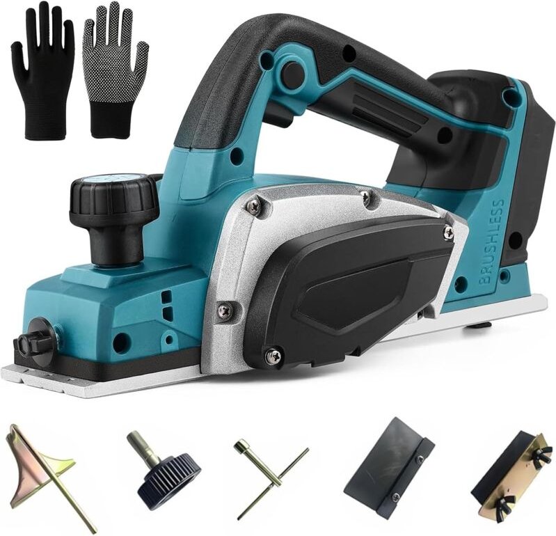 Akku-Hobelmaschine kompatibel mit Makita 18V-Akku, professionelle 18V-Akku-Hobelmaschine, Handhobelmaschine, Elektrohobe...
