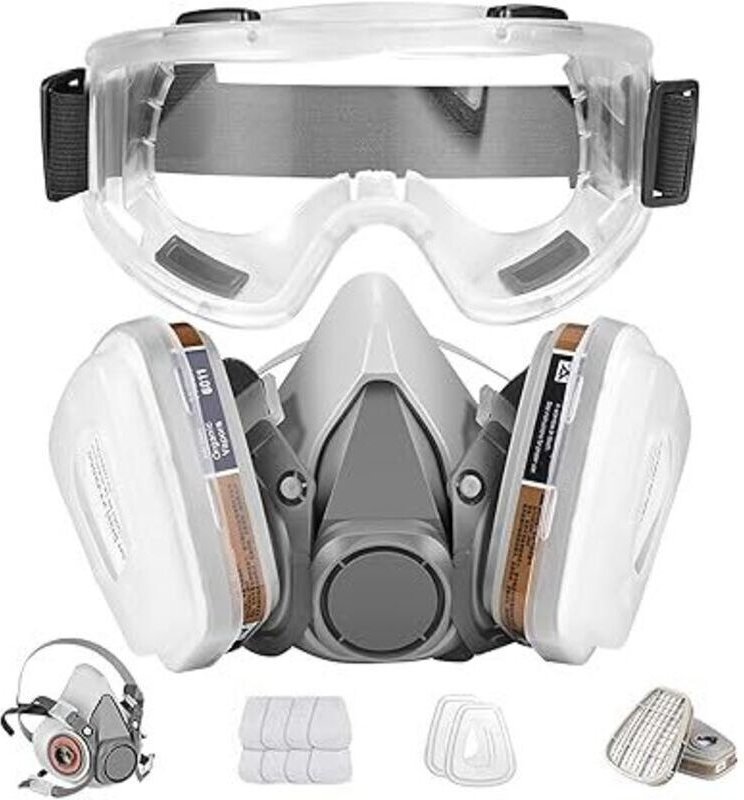 Atemschutzmaske mit wiederverwendbarer Schutzbrille, professioneller Atemschutz gegen Staub, Chemikalien, Pestizide und ...