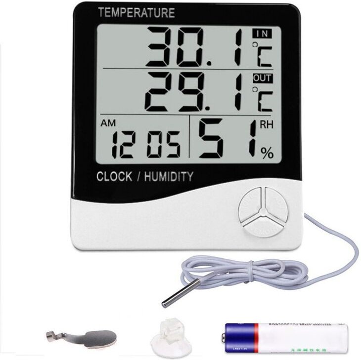Digitales Hygrometer-Thermometer – Feuchtigkeits- und Temperaturmonitor für den Innen- und Außenbereich – LCD-Display – ...