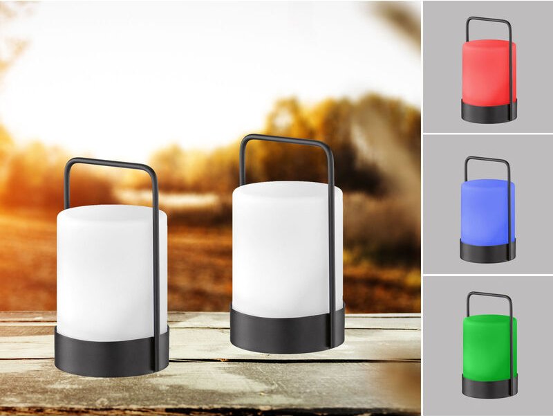 Meinewunschleuchte - 2er set Outdoor Solar Tischlampen mit Fernbedienung, Höhe 20cm