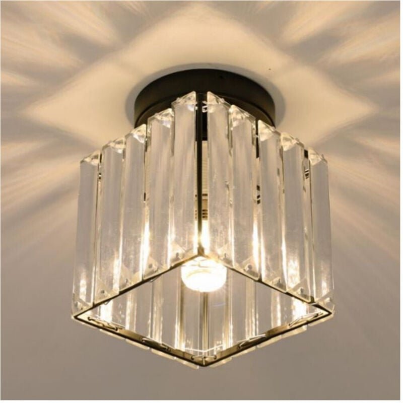 Trade Shop - plafoniera lampada da soffitto cubo nero attacco E27 in cristallal design elegante -