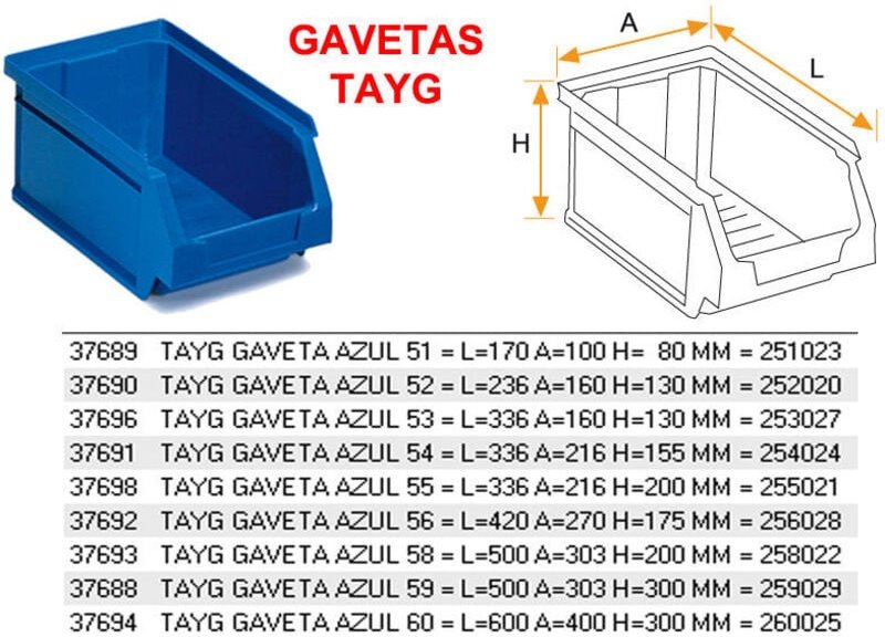 Blaue Schublade tayg 59 l 500 a 303 h 300 mm 259029