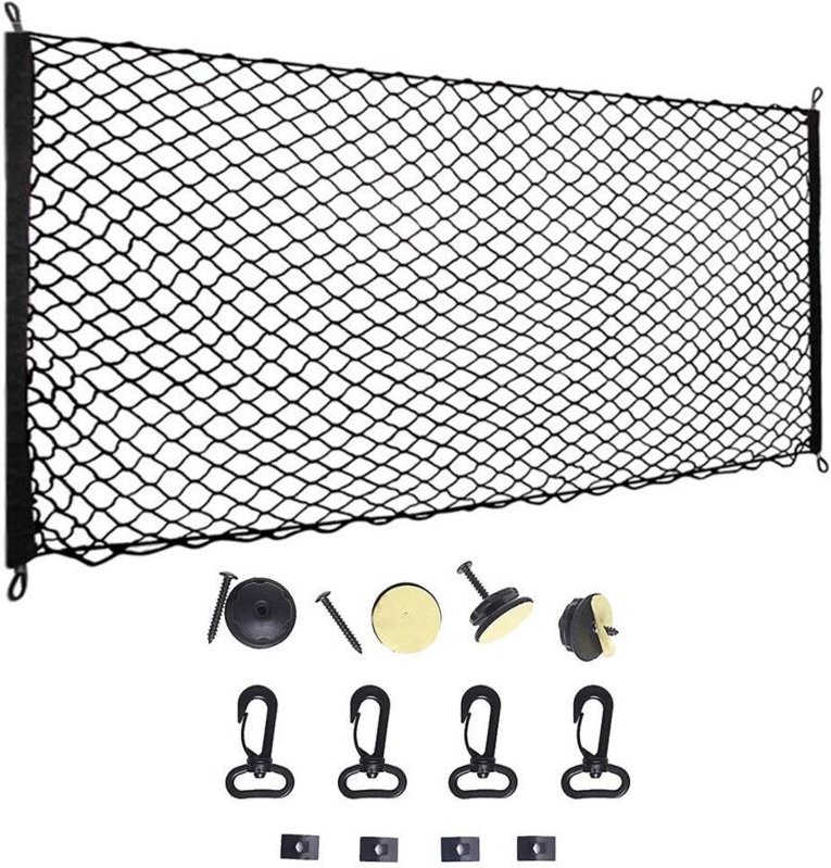 Autogepäcknetz, 115 x 60 cm, elastisches Kofferraumnetz aus Nylon, multifunktionales Schutznetz zur Aufbewahrung von Hau...