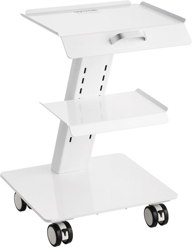 Thumbnail - Laborwagen, 3-lagiger Laborwagen mit Rollen, Mobiler Metallwagen mit Lenkrollen, Servierwagen Klinikwagen mit Tablett un...