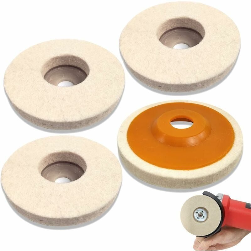 Thumbnail - XVX 4 Stück Durchmesser 125 mm Schleifer-Polierscheibe, Polierwinkelschleifer, Bohrungsdurchmesser 22 mm, Wollfilz-Polie...