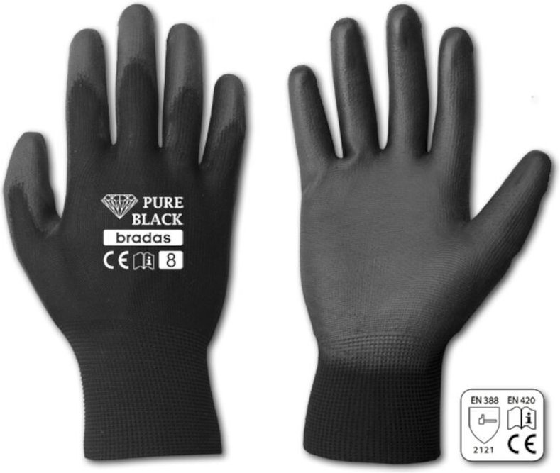 Arbeitshandschuhe mit PU-Beschichtung in Schwarz 9