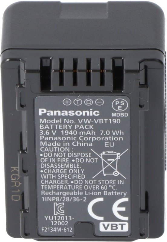 Panasonic - Kamera-Akku VW-VBT190E-K 3.6 v 1940 mAh VW-VBT190E-K