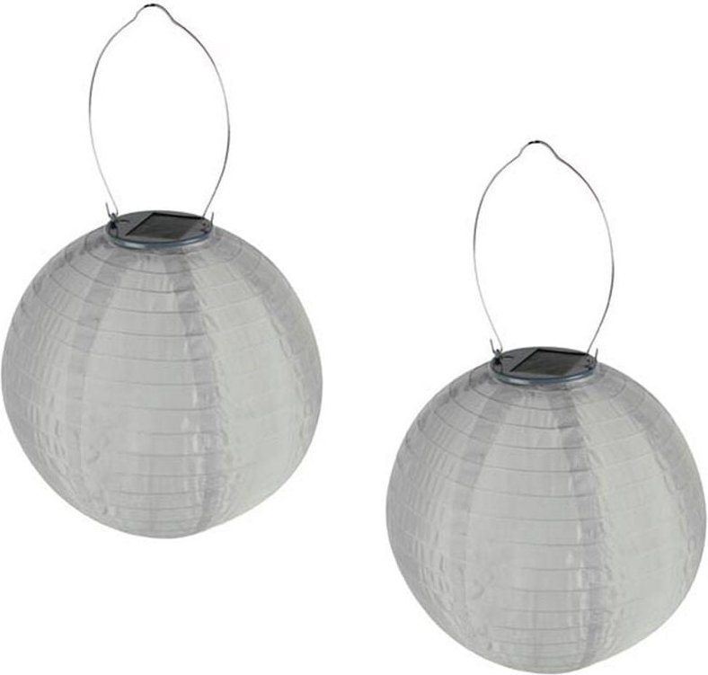 2er Set Solarlaterne Gartenlampion led weiß, ø 25cm, Ein/Ausschalter, Wetterfest