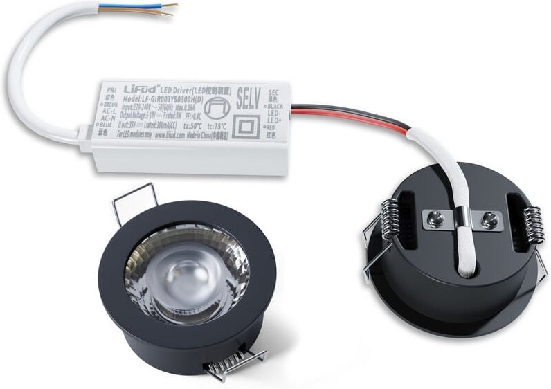 Bernstein - LED-Spot Einbaustrahler Neutralweiß ø 45 x 22,3 mm IP65 mit Einbaurahmen Schwarz matt