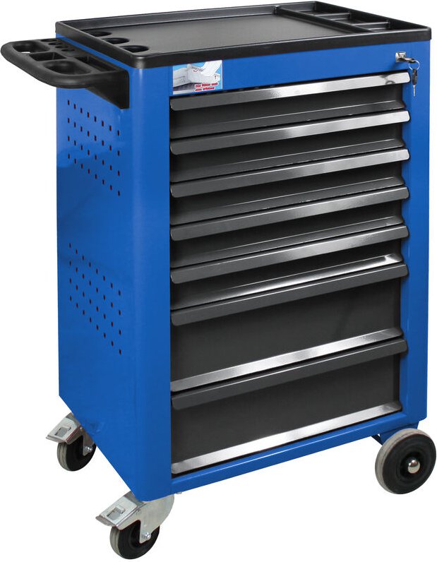 Werkstattwagen 'Basic' mit 7 Schubladen, 610x450x950 mm, blau ral 5010/7016 - ADB