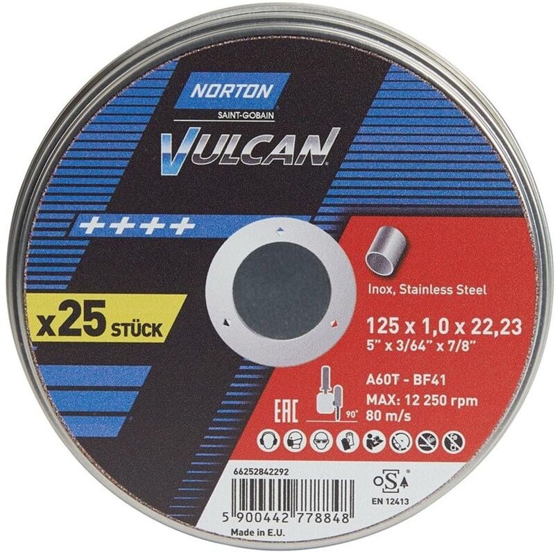 FP - Norton Clipper Trennscheibe Dose 25x Vulcan Inox 125x1,0 mm