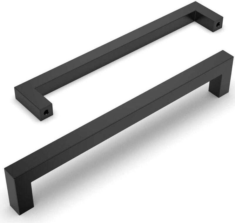 10 Stück schwarze Küchenmöbelgriffe, 192 mm Achsabstand, Edelstahl-Schrankgriffe, Küchentürgriff