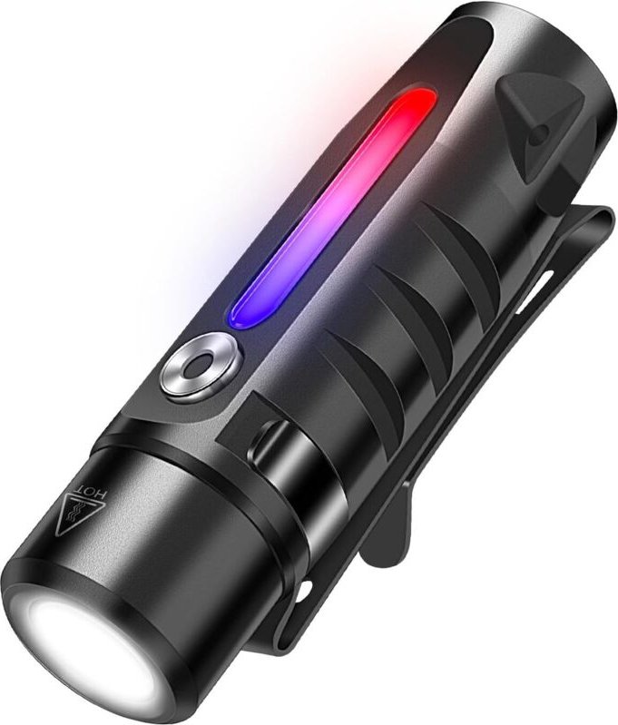 RJ28 Mini-Taschenlampe mit RGB-Atemlicht, 410 Lumen, wiederaufladbar, magnetische EDC-Taschenlampe mit Clip, IP66 wasser...