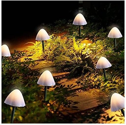 Solarleuchten für den Außenbereich, Garten, 12 Stück, LED-Wegebeleuchtung in Pilzform, solarbetriebene Lichterkette für ...