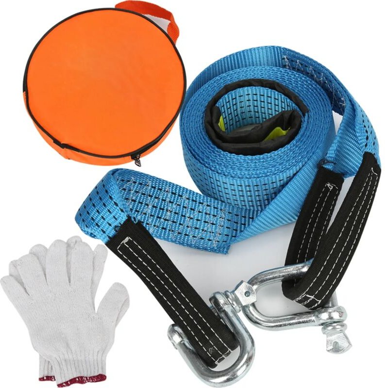 Kcvv - Blaues Abschleppseil 5 cm x 5 m Tragkraft bis 8 Tonnen mit 2 Karabinern, inkl. Tasche