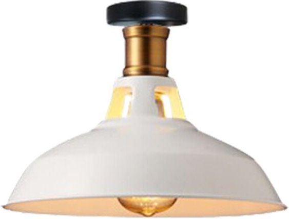 Thumbnail - Axhup - Deckenlampe Industriell Vintage Deckenleuchte Eisen 27cm Lampenschirm Weiß Lampe für Flur, Balkon, Treppe - 1 Pa...