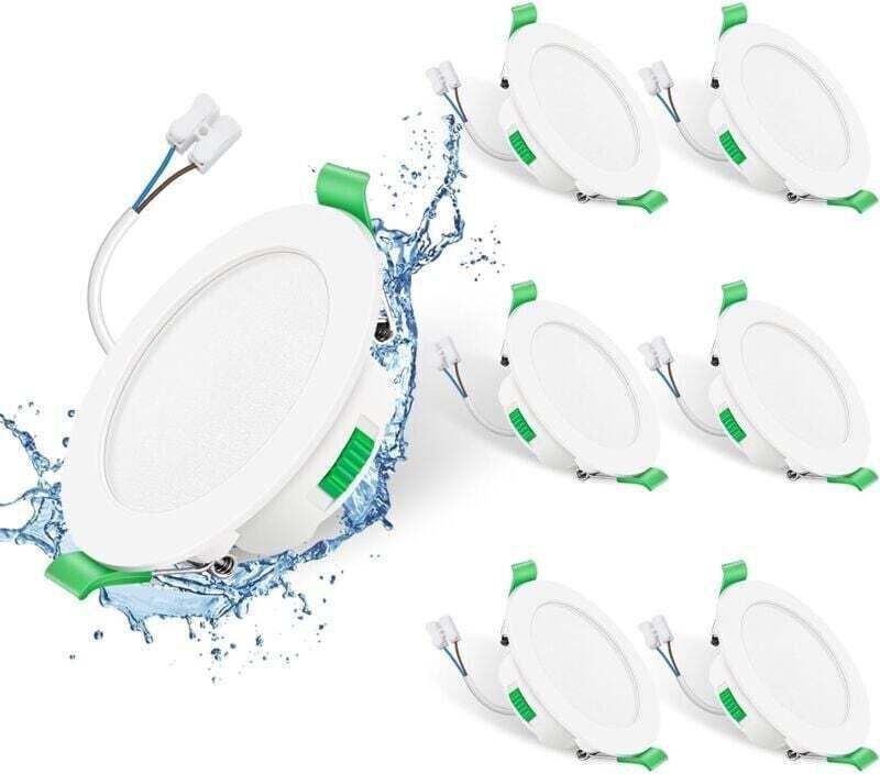 LED Einbaustrahler 230V 7W dimmbar 68mm IP44 Einbaustrahler Bad Küche 3000K / 4000K / 6500K Einbaustrahler rund weiß 6er...