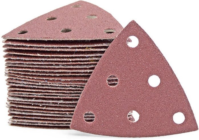 Fox Klett-Schleifblätter, 93 mm, 6-Loch, f. Deltaschleifer, Normalkorund (50 Stk.) K80 - Miotools