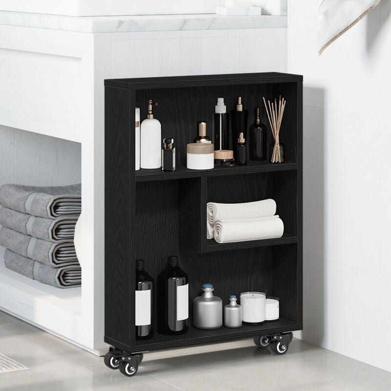 Schmaler Aufbewahrungstrolley Schwarze Eiche 48 x 13 x 68 cm Vidaxl