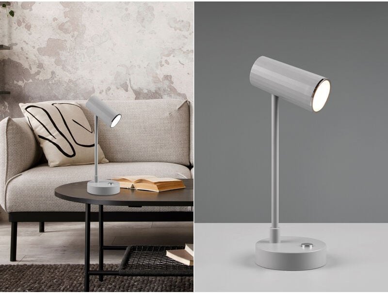 Reality Leuchten - Akku Tischleuchte lenny per usb aufladbar Sensordimmer Grau, Höhe 28cm