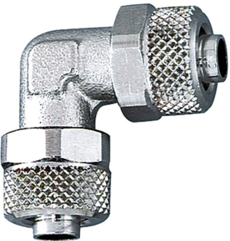 Winkelverbinder, für Schlauch 4/2 mm, sw 9, Messing vernickelt - Riegler