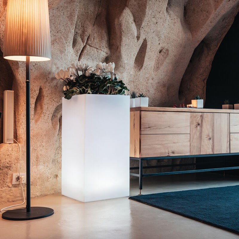 Idralite - Led-Lampe aus Harz 40x40 h 80 cm mod. Youcube Weisse Lampe