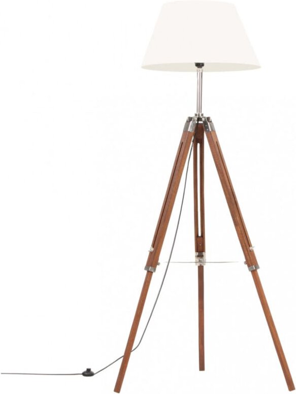 Stativlampe Honigbraun und Weiß Teak Massivholz 141 cm - Vidaxl