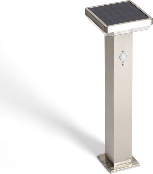 Led Bodenstehleuchte Außen Solar 5W 50cm Aluminium mit Bewegungssensor Barton Square Silber