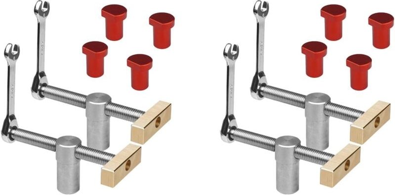 2X Holzbearbeitungs-Bank-Hundeklemmen mit Bank-Hundestopp-Sets, Clip-Klemmbefestigung, Schraubstock, Tischlerwerkzeuge (...
