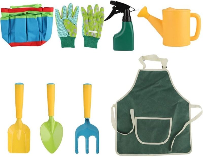 8-teiliges Kinder-Gartengeräte-Set für Jungen und Mädchen, Gartenspielspielzeug, Gartentasche, Gartenwerkzeug-Set, Schau...