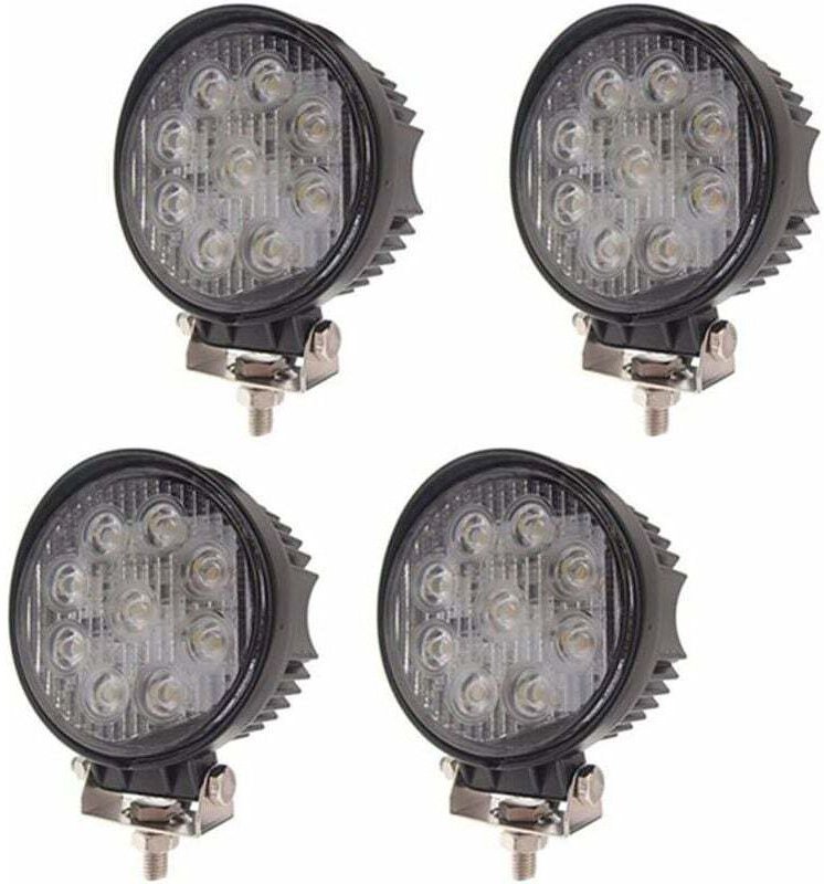 4er-Set 27-W-LED-Arbeitsscheinwerfer, runde Offroad-Flutlichtscheinwerfer für ATVs, SUVs, Traktoren und Gartenarbeit, 17...