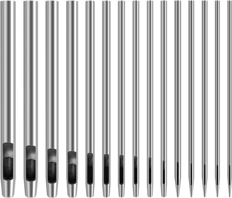 15 Stück Leder-Hohlstanzer, Locherwerkzeuge, Lederlocher, Lederhandwerkswerkzeuge für Uhrenarmbänder, Gürtel, 0,5 mm – 6...