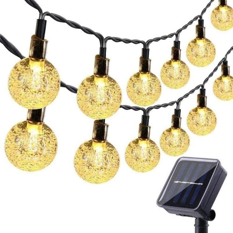 Solar-Lichterkette, 12 m, 100 LEDs, wasserdicht, led, 8 Modi, Kristallkugel, Dekoration, Lichter für Garten, Hof, Party