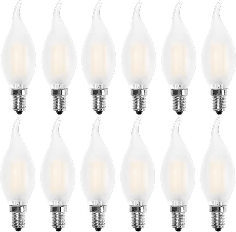 E14 LED-Flammenbirne, Kerzenform, Warmweiß 2700 K, 4 W (entspricht 40 W Glühlampe), 400 lm, 12er-Pack