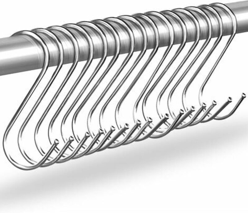 Eine Packung mit 15 S-Haken aus Edelstahl, rostfreie und korrosionsbeständige Metallhaken, 4,7-Zoll-S-Form