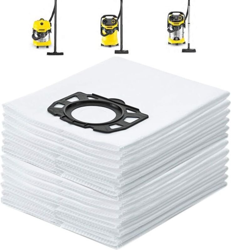 2.863-006.0 Packung mit 12 Ersatz-Vliesfilterbeuteln für Kärcher 6.904-409.0, WD4, WD5, WD5, WD4 P, WD5 P, WD6 P, MV 4, ...