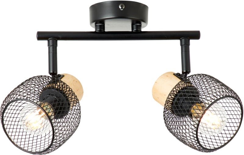 Brilliant Deckenstrahler Giada Strahlerrohr 2flg, 38 cm, E14, schwenkbar, Metall/Holz, schwarz/holz