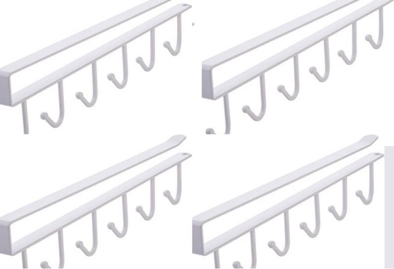 Ahlsen - Set mit 4 Haken zur Aufbewahrung von Tassen unter dem Regal, Hängebecherhalter mit 6 Haken, Becherhalter für Ka...