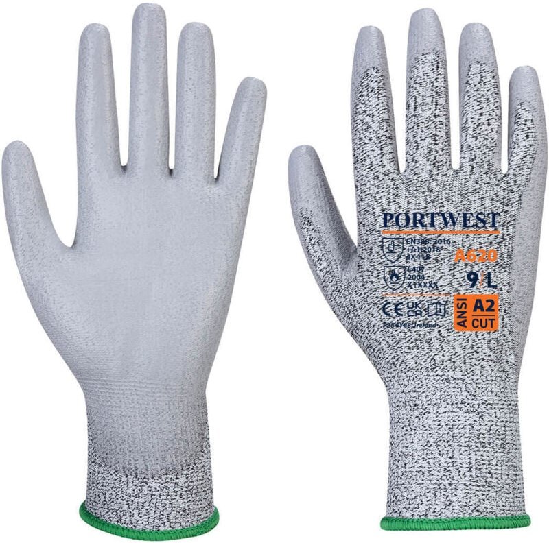 Handschuhe LR Handfläche PU Schnittschutz B Grau XS - Größe 6