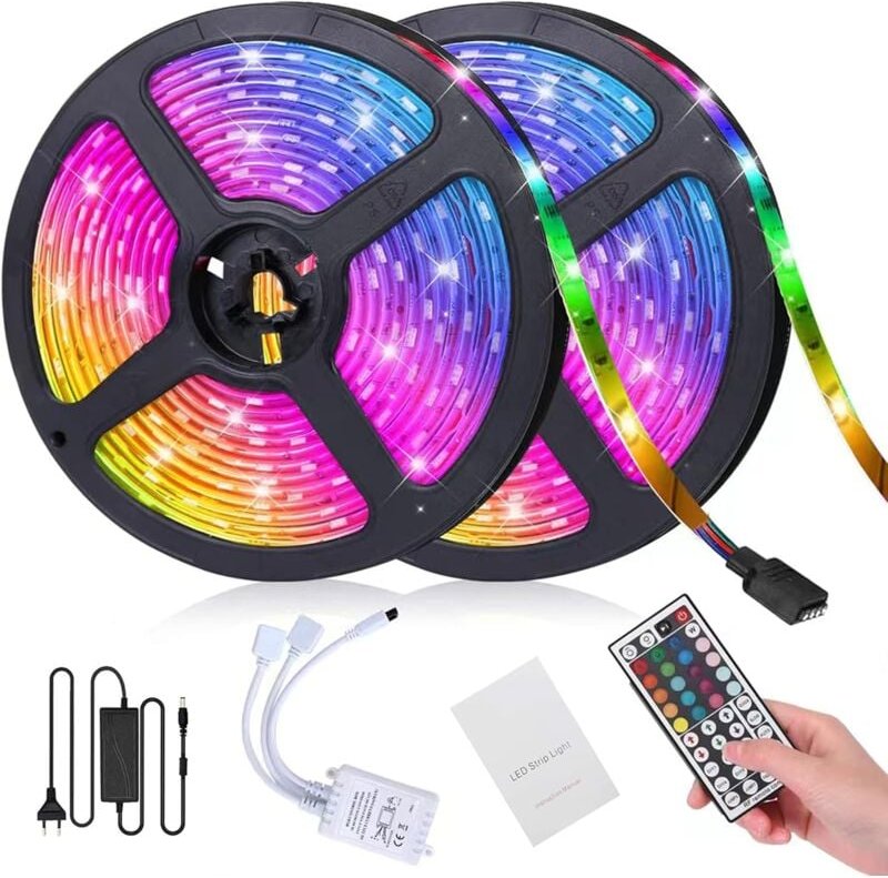 10 m LED-Streifen, LED-Schlafzimmer, RGB-LED-Streifen, LED-Lichtleiste, LED-Streifen für Schlafzimmer, 300 LEDs, 5050 RG...