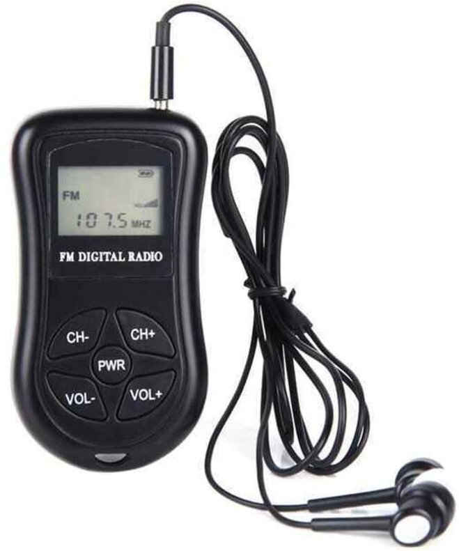 Tragbares Mini-UKW-Radio, digital abgestimmter Walkman-Transistor-Konferenzempfänger mit Stereo-LCD-Display und Kopfhöre...