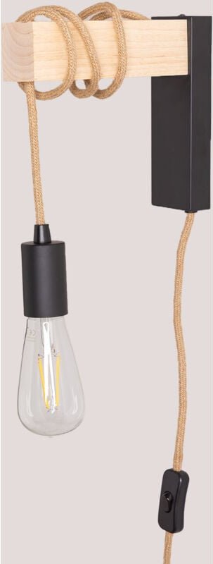 SKLUM Wandlampe Tina Natural Schwarz - Naturholz