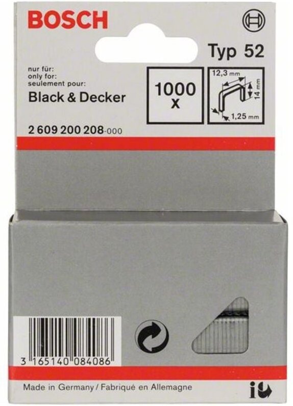 Bosch Flachdrahtklammer Typ 52, 12,3 x 1,25 x 14 mm -2609200208