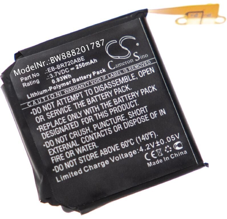 vhbw Akku Ersatz für Samsung EB-BR720ABE für Smartwatch Uhr Fitnessarmband (250mAh, 3,7V, Li-Polymer)