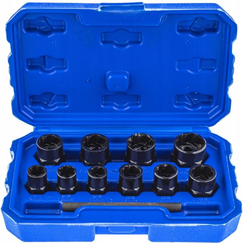 Lange Steckschlüssel für beschädigte bearbeitete Schrauben und Muttern 11-teilig