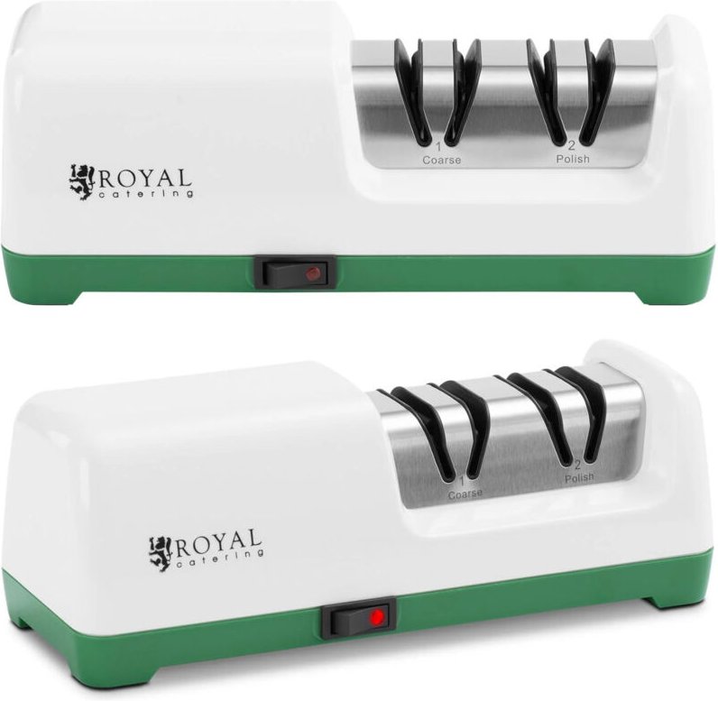 Royal Catering - Elektrischer Diamant-Messerschärfer Profi-Messerschleifer 2 Stufen 20° Weiß